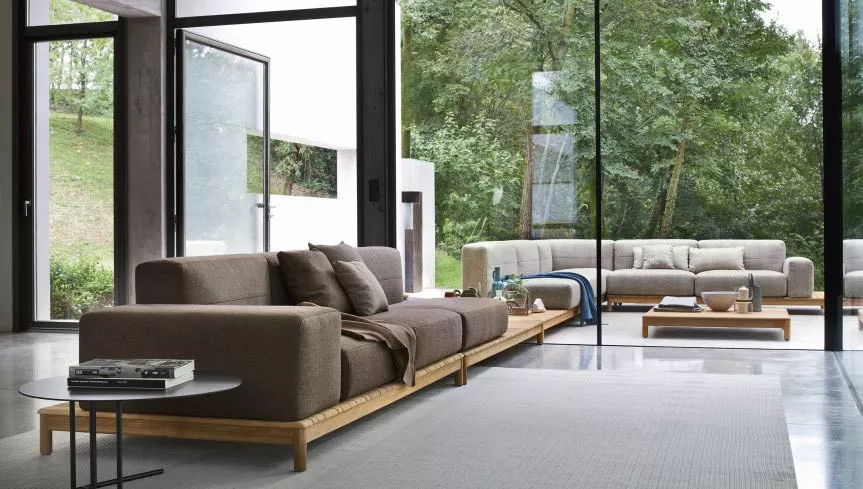 Varaschin Barcode Loungehocker mit Teakholzgestell