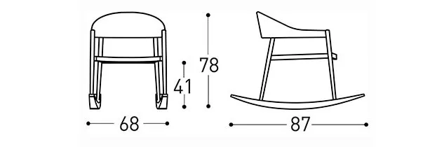 Varaschin Clever Schaukelstuhl mit Geflecht Rückenlehne • Loungesessel 68 cm