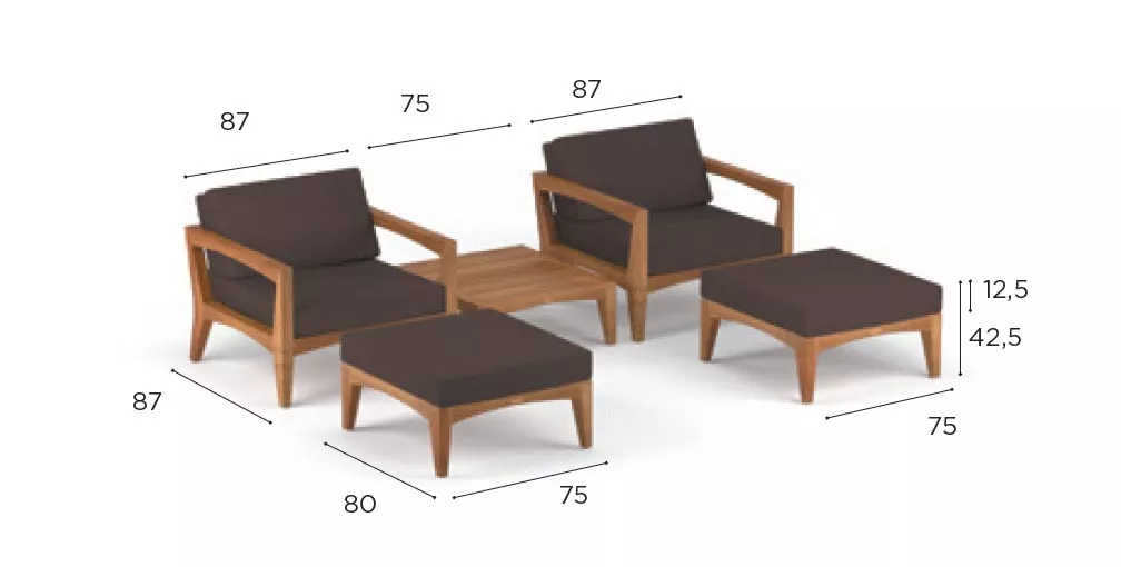 Royal Botania Zenhit Lounge-Set 06 mit Kissen in Standardfarben 