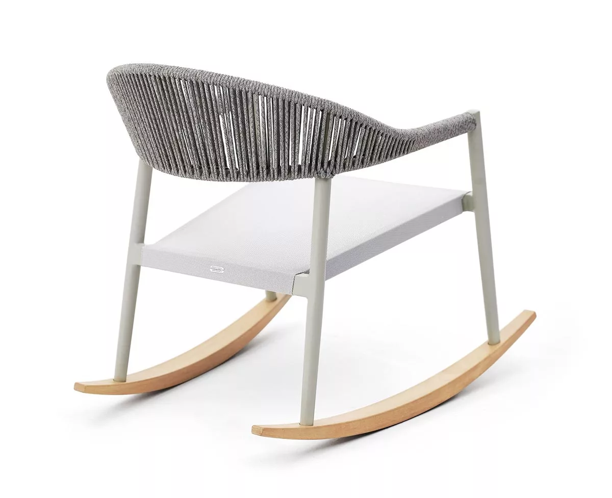 Varaschin Clever Schaukelstuhl mit Geflecht Rückenlehne • Loungesessel 68 cm