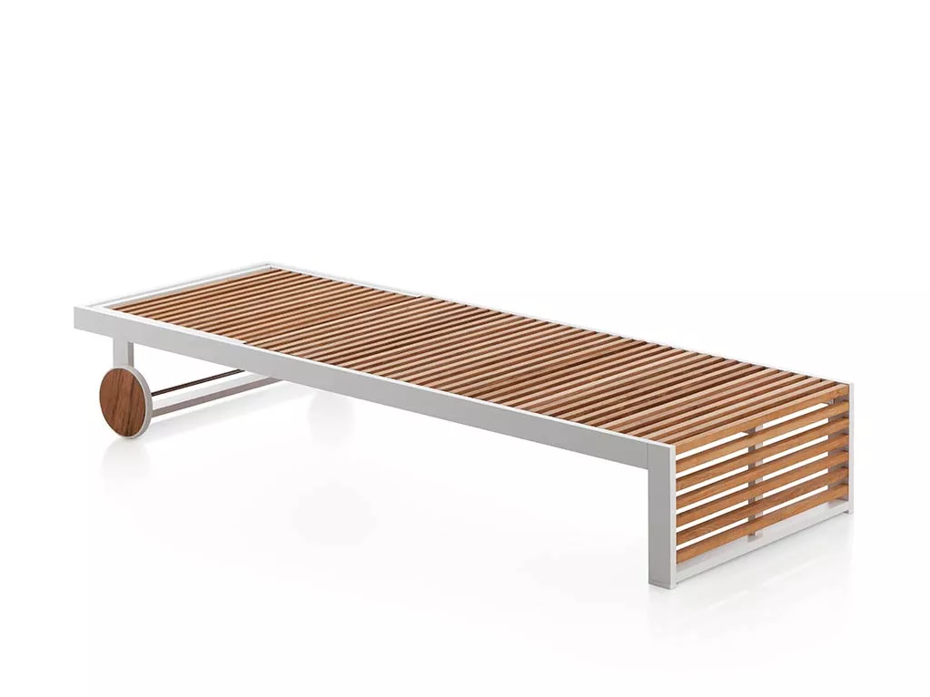 GANDIA BLASCO DNA Teakholz Sonnenliege rollbar • Gartenliege 70 × 198 cm