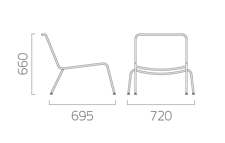 Coro Jubeae Loungesessel mit Gurtgeflecht stapelbar