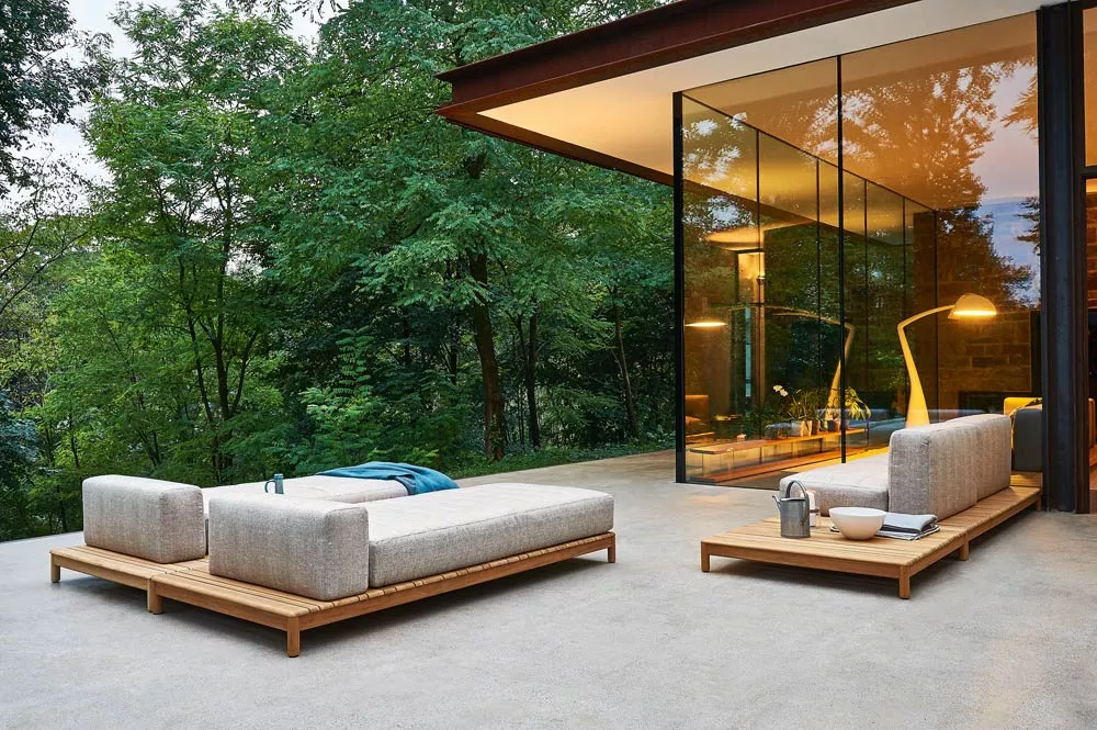 Varaschin Barcode Zweisitzer Loungesofa 180 cm mit Teakholzgestell 