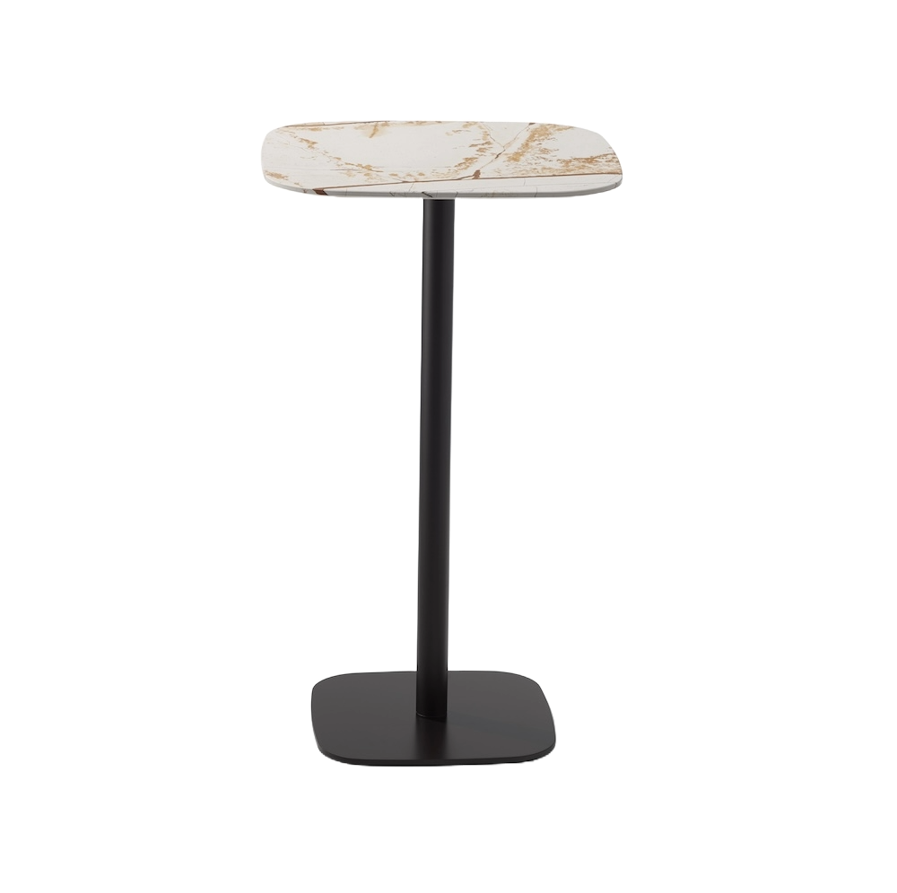 Draenert Largo Beistelltisch mit quadratischer Marmorplatte und schwarzem Metallgestell Produktbild ohne Hintergrund