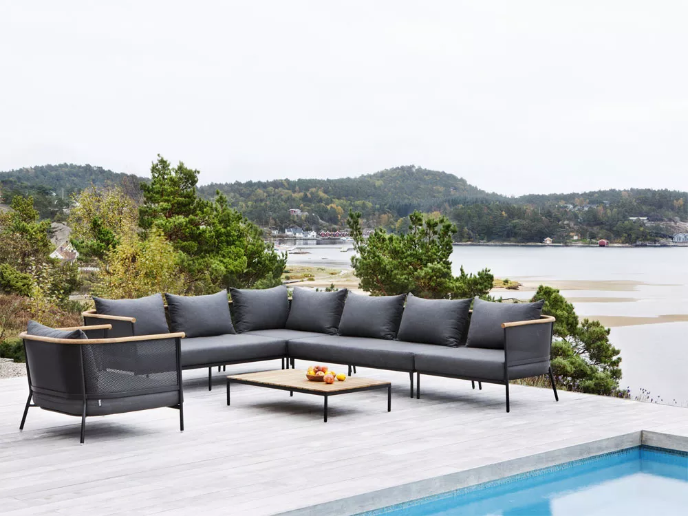 OASIQ RIAD Loungetisch mit Kearmik Tischplatte 122 × 74 cm