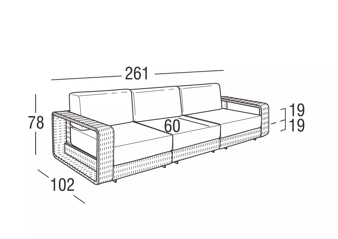 Roberti Hamptons Loungesofa 261 cm