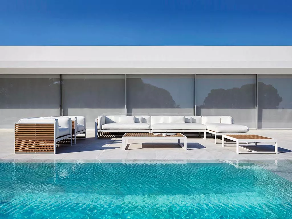 GANDIA BLASCO DNA Teakholz Loungesofa 6 Eckmodul links • 88 × 88 cm