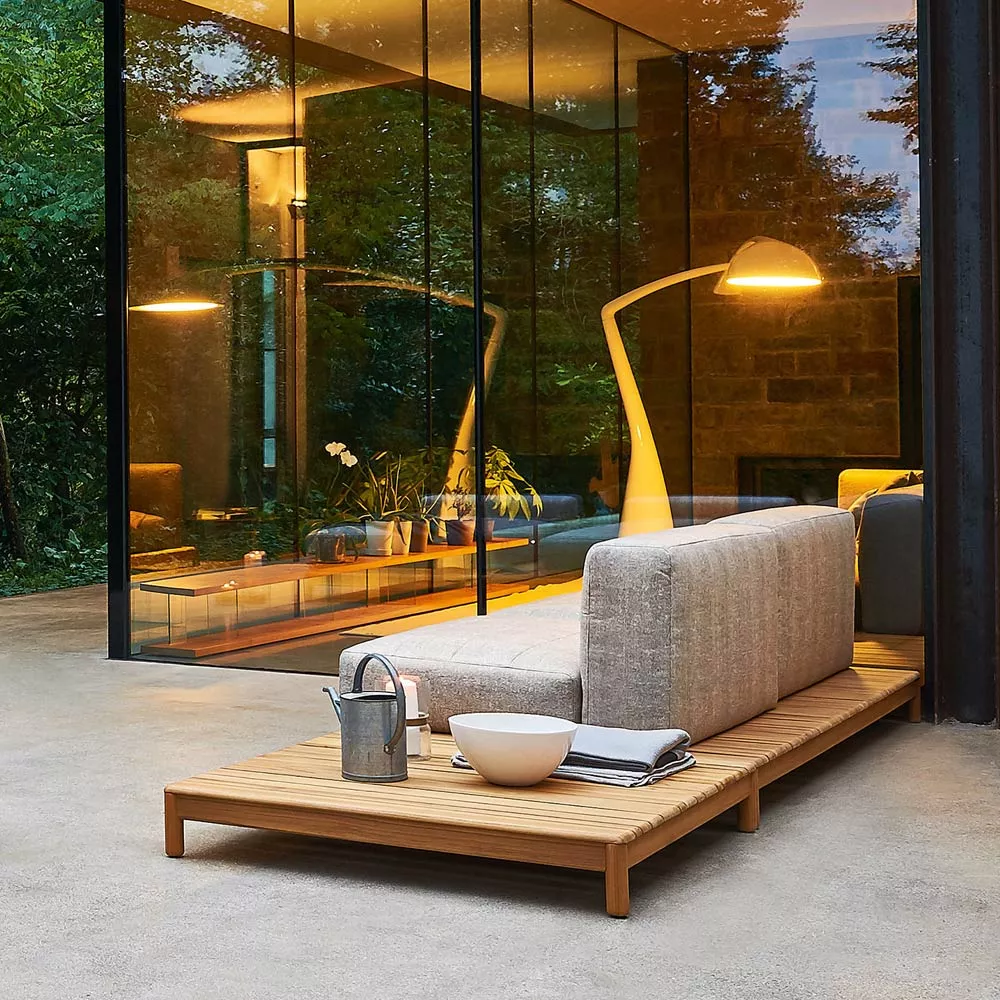 Varaschin Barcode Loungehocker Modul 180 cm mit Teakholzgestell und Ablagefläche