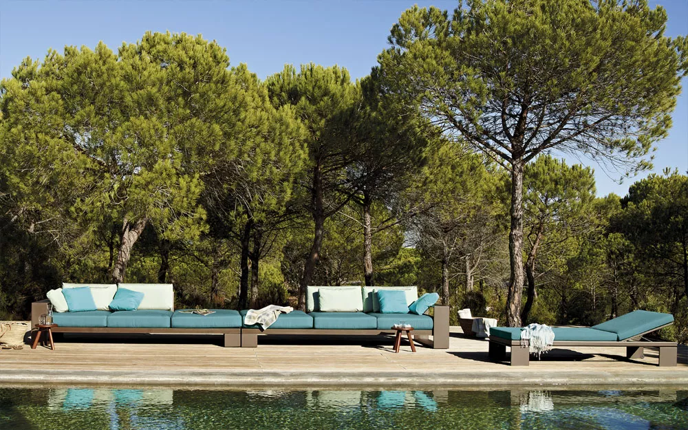 Andreu World Landscape Alu Endmodul Dreisitzer mit Armlehne rechts