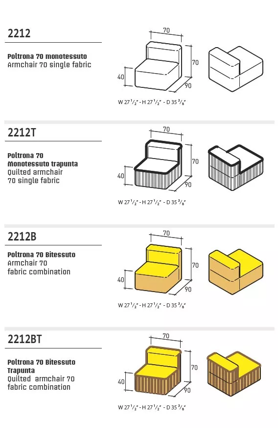Varaschin Belt Loungesessel (Loungesofa Mittelmodul EINFARBIG) 70 cm 