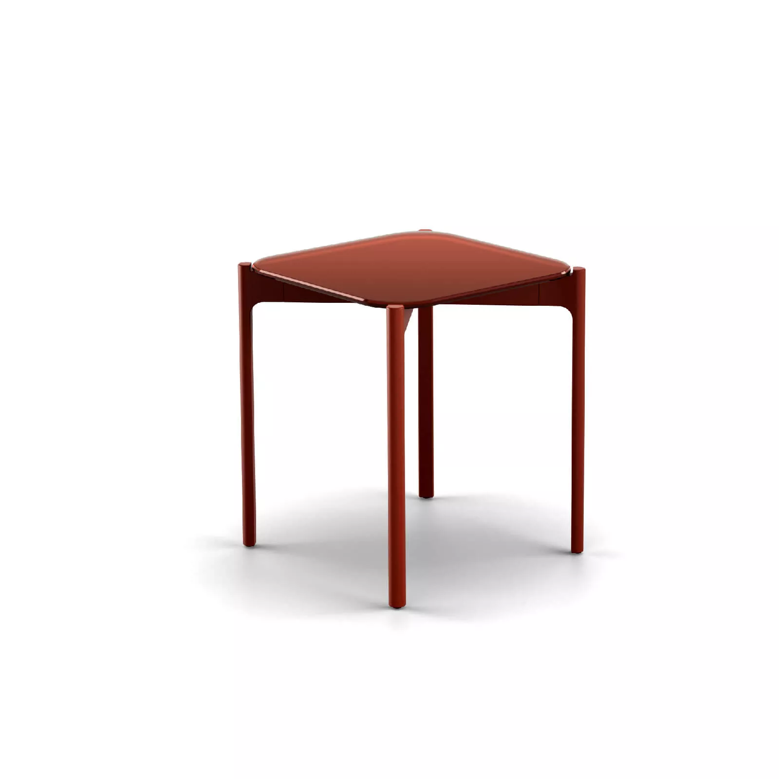 Dedon Izon Beistelltisch in Rot quadratisch mit vier Beinen ohne Hintergrund