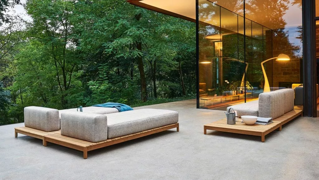 Varaschin Barcode Loungesofa Eckmodul mit Teakholzgestell