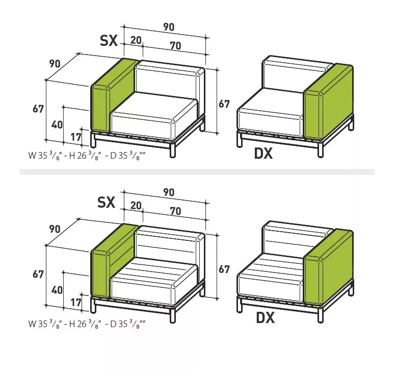 Varaschin Barcode Loungesofa Eckmodul mit Teakholzgestell