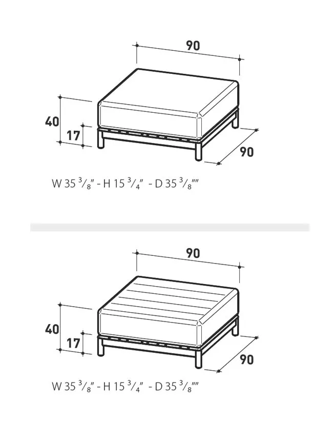 Varaschin Barcode Loungehocker mit Teakholzgestell