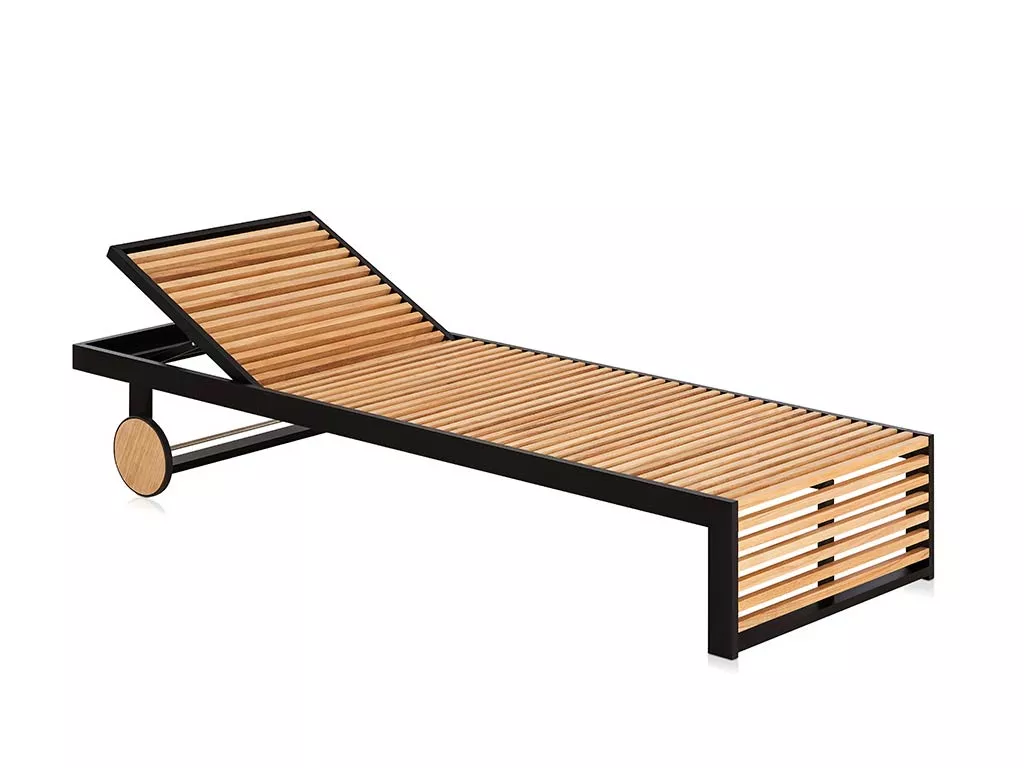 GANDIA BLASCO DNA Teakholz Sonnenliege rollbar • Gartenliege 70 × 198 cm