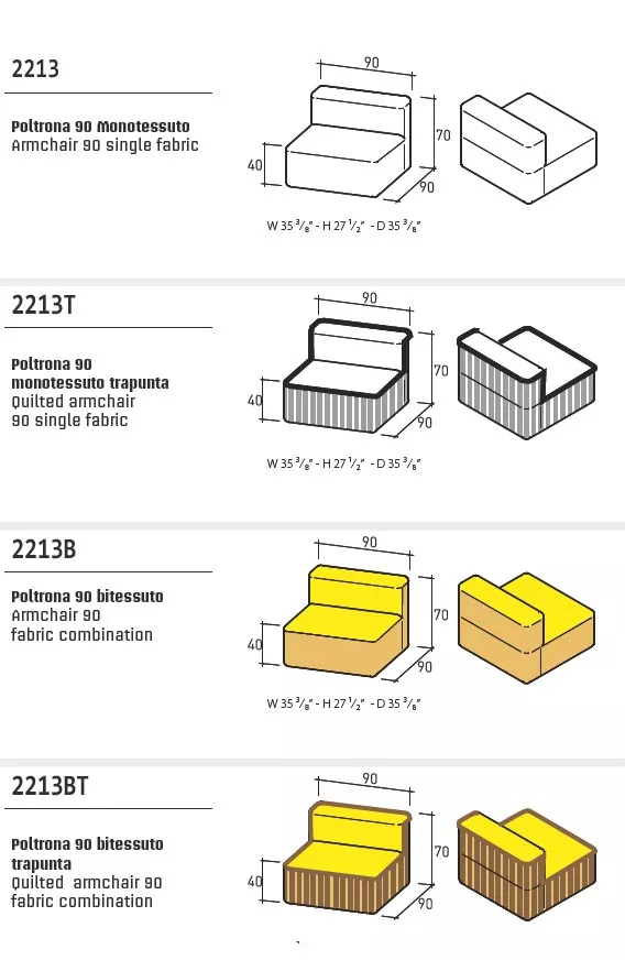 Varaschin Belt Loungesessel (Loungesofa Mittelmodul ZWEIFARBIG) 90 cm  