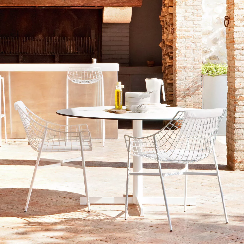 Varaschin Summer Set Bartisch Ø 70 cm mit HPL oder Marmor Tischplatte