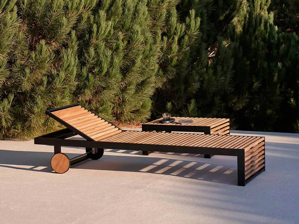 GANDIA BLASCO DNA Teakholz Sonnenliege rollbar • Gartenliege 70 × 198 cm