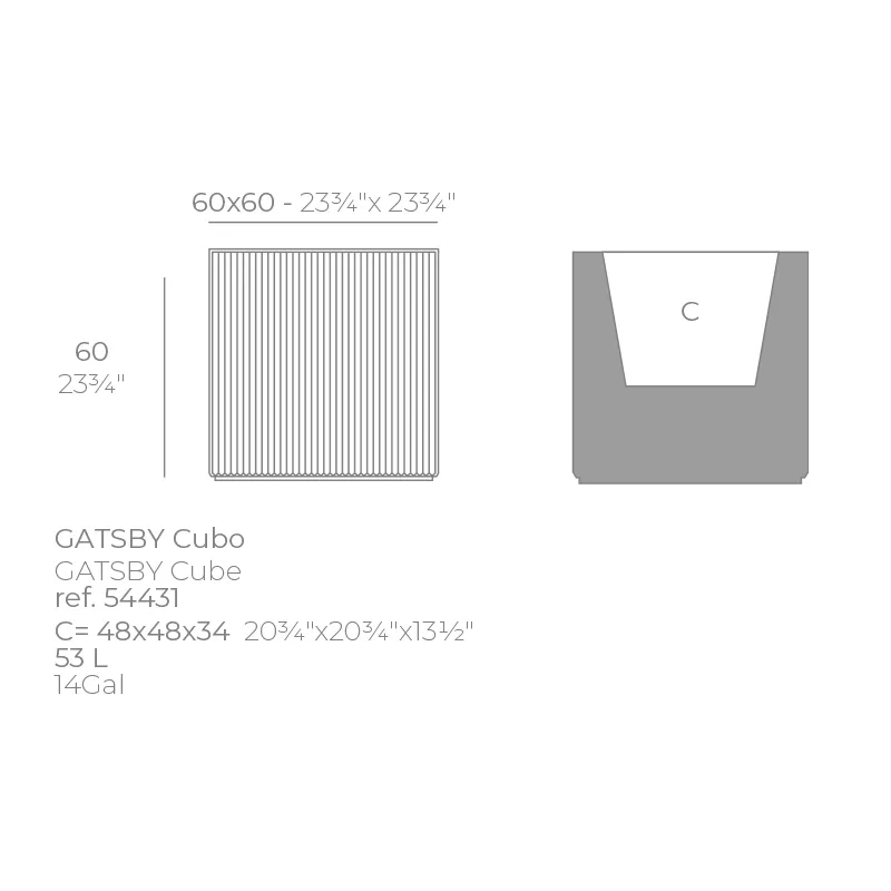 Vondom Gatsby Prisma Pflanzengefäß 60x60x60 cm