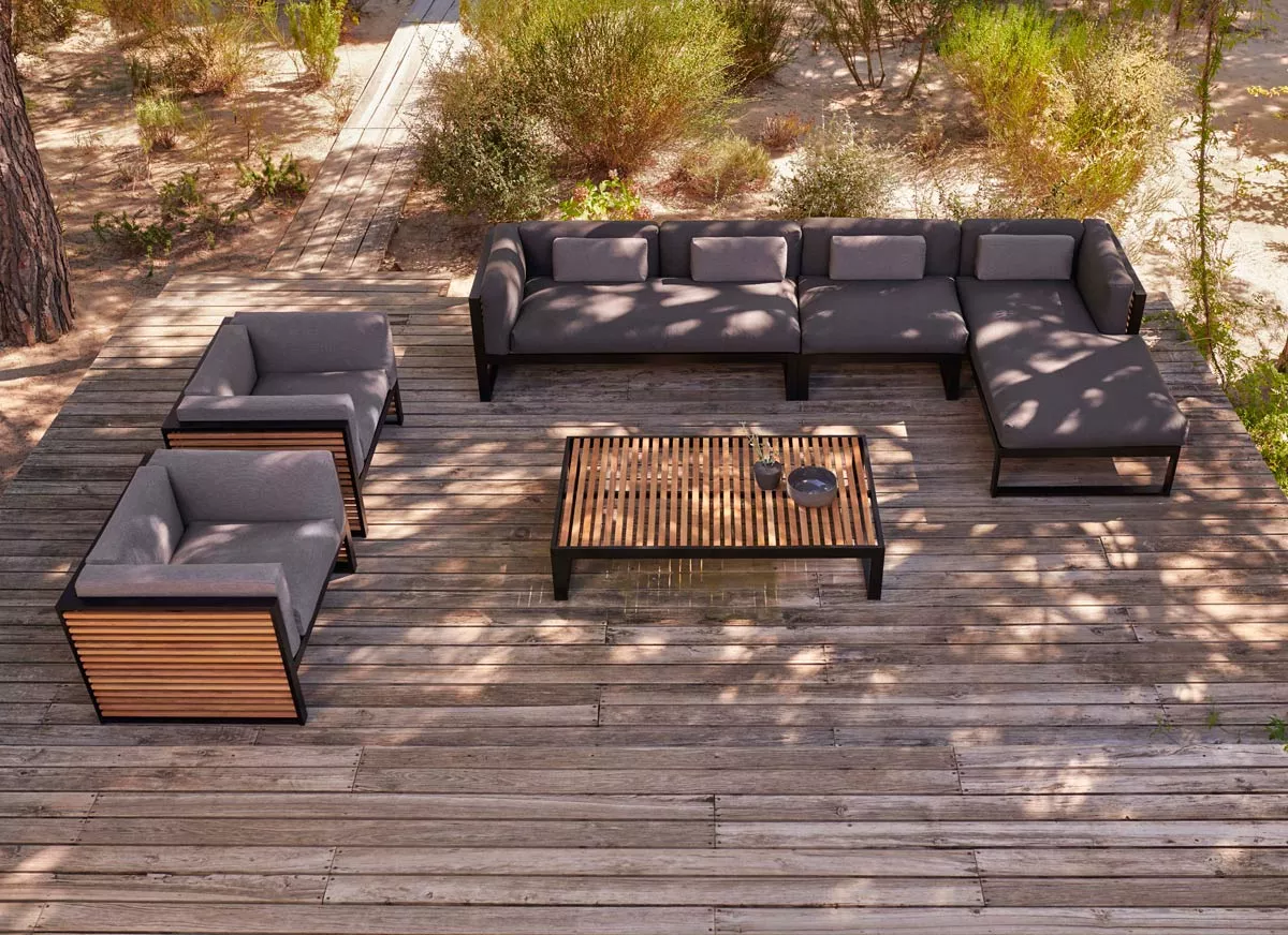 GANDIA BLASCO DNA Teakholz Loungesofa 6 Eckmodul links • 88 × 88 cm