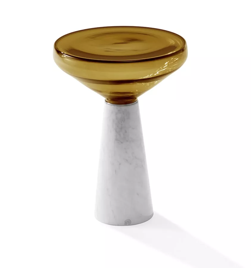 DRAENERT BLOW Beistelltisch Glaskegel Calacatta • verschiedene Größen