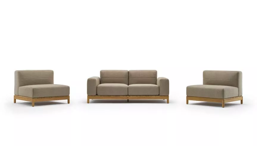 Varaschin Barcode Loungesofa Eckmodul mit Teakholzgestell