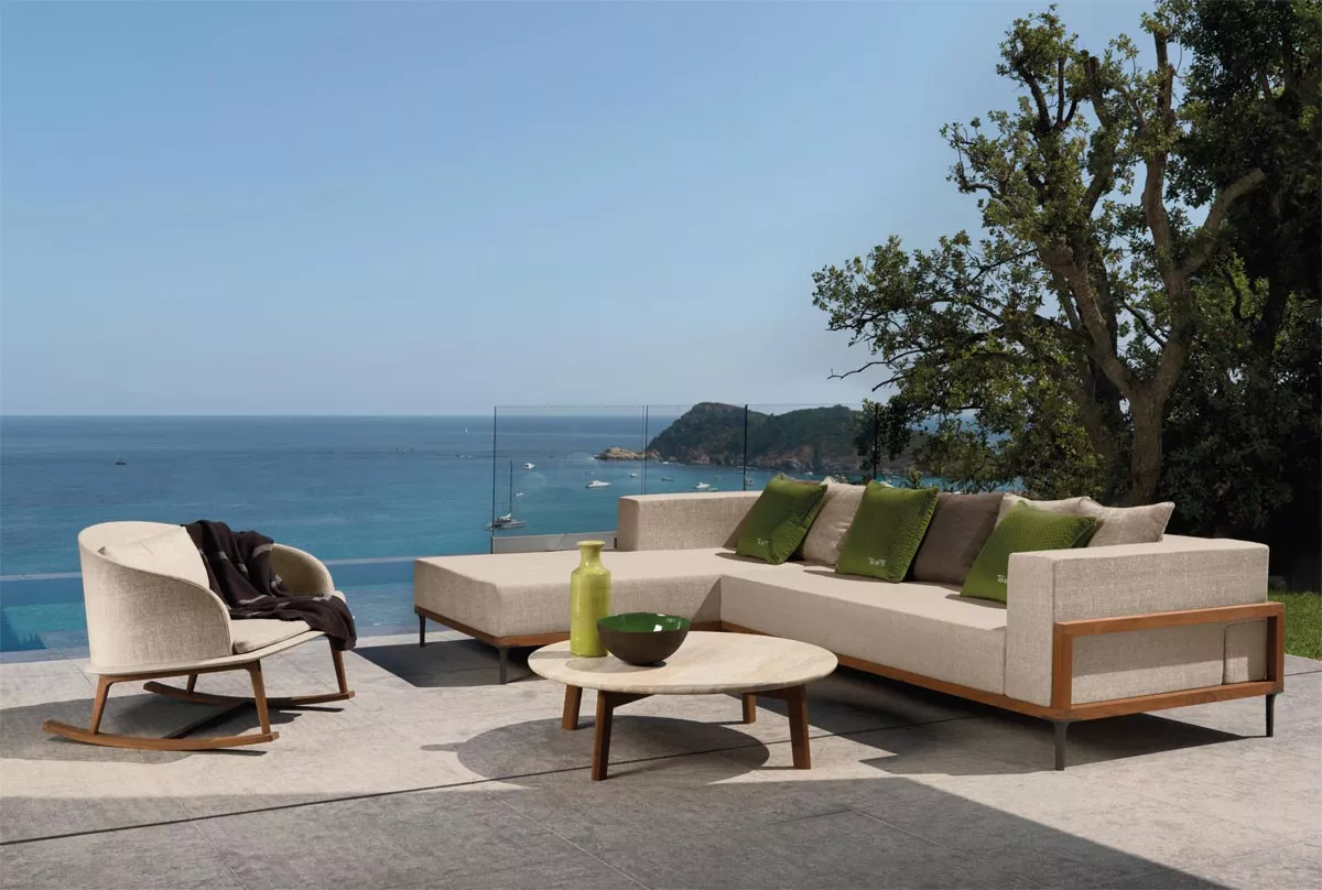 Talenti CLEO Teak Loungesofa Endmodul rechts 200 cm • inklusive Polster