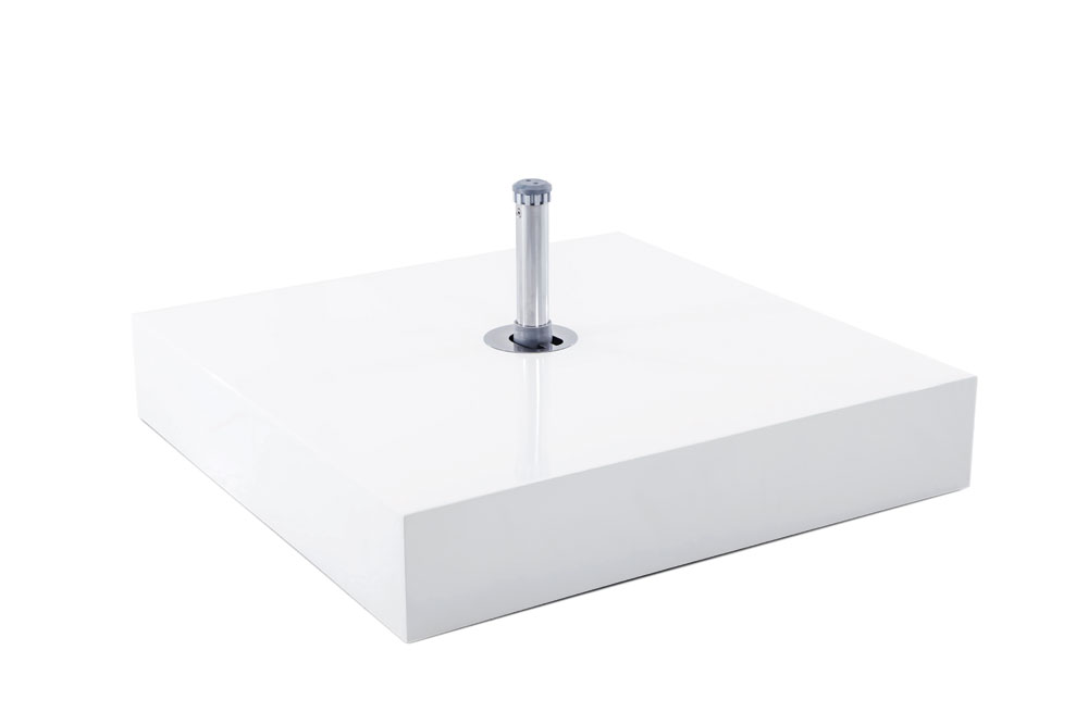 Tuuci Aluma-crete cube quadratischer Sockel inkl. Edelstahl Hülse, Farbe: Weiß, Silber