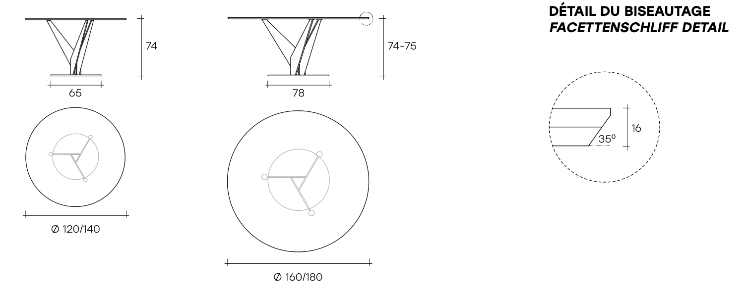 FIAM  EPSYLON Esstisch • rund • verschiedene Größen