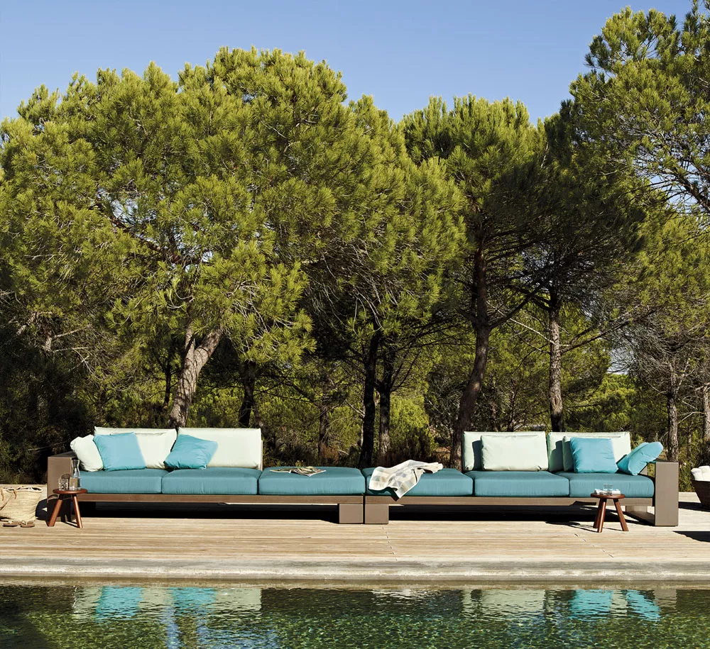 Andreu World Landscape Alu Endmodul Dreisitzer mit Armlehne rechts