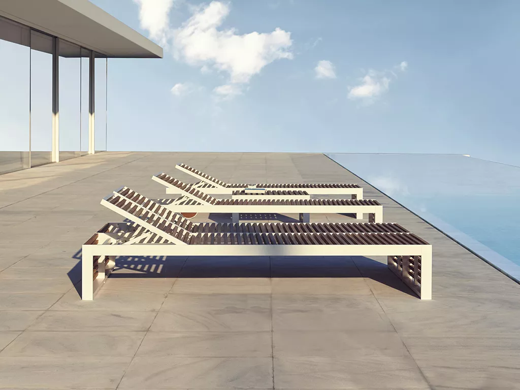 GANDIA BLASCO DNA Teakholz Sonnenliege • Gartenliege 140 × 198 cm