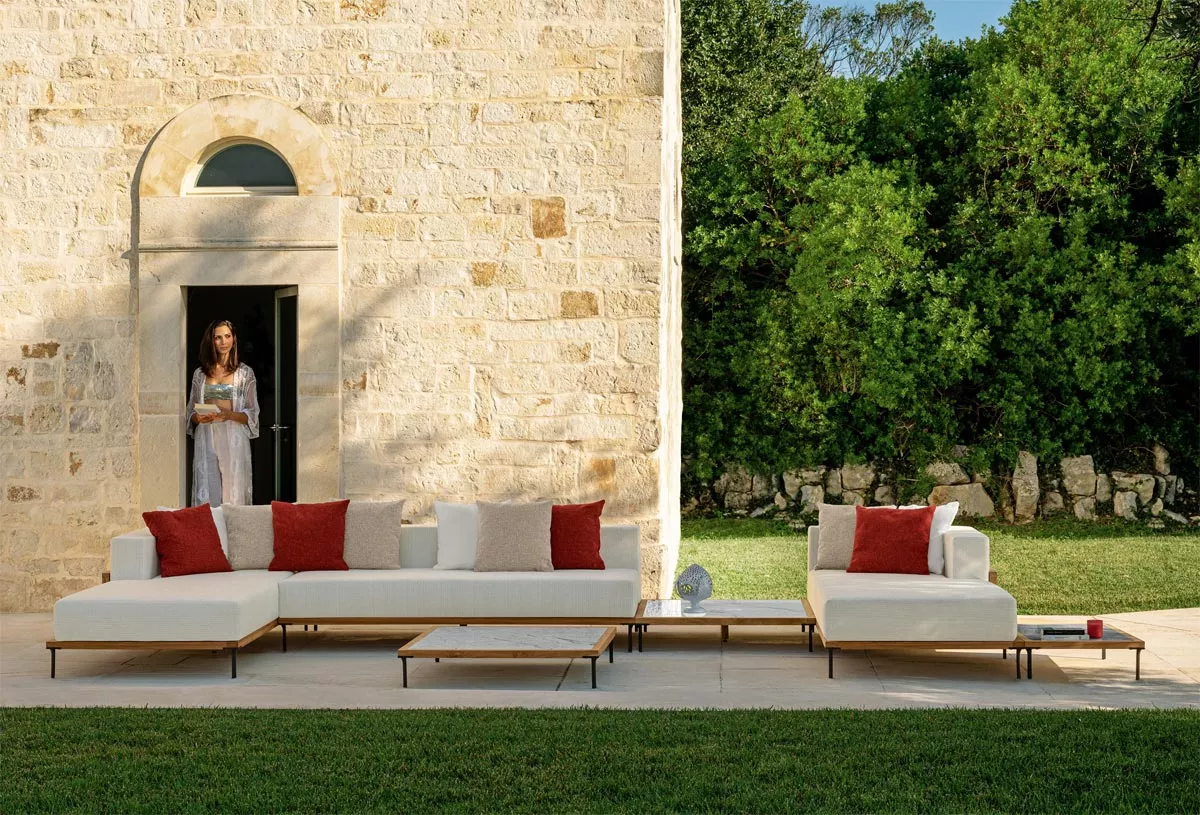 Talenti CLEO Teak Loungesofa Endmodul rechts 200 cm • inklusive Polster