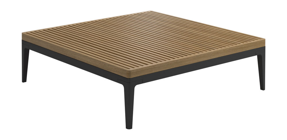Gloster Grid Loungetisch mit Teakholzplatte Large