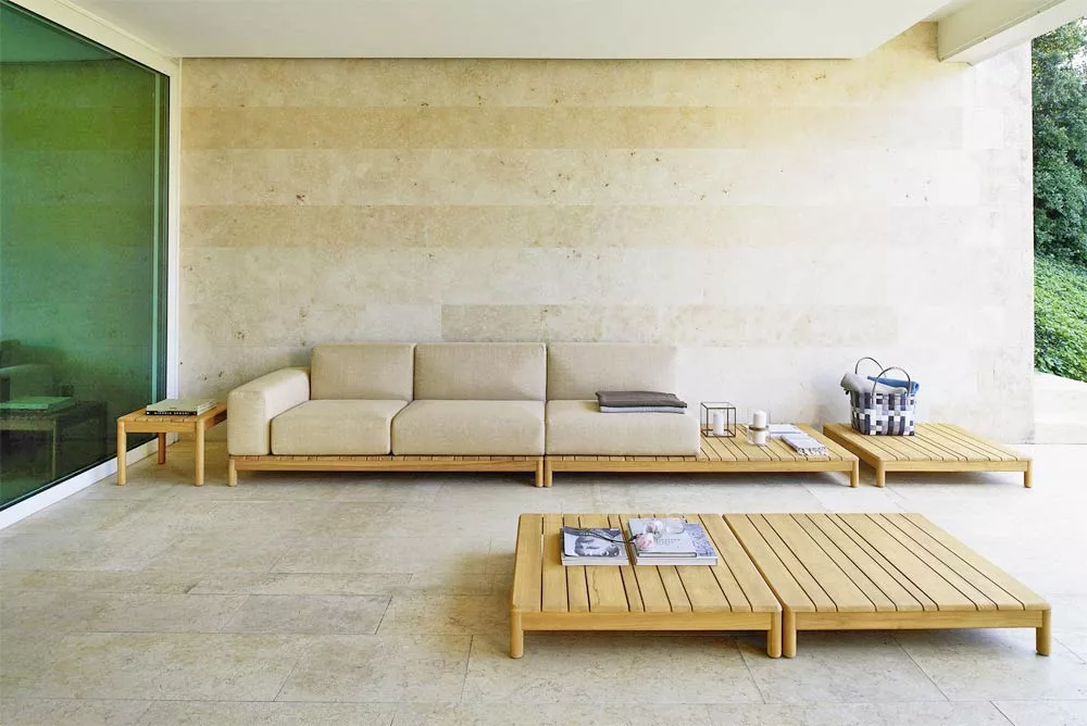 Varaschin Barcode Zweisitzer Loungesofa 180 cm mit Teakholzgestell 