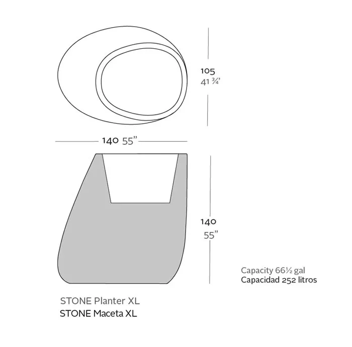 Vondom Stone Pflanzgefäß 140 × 105 × 140 cm 