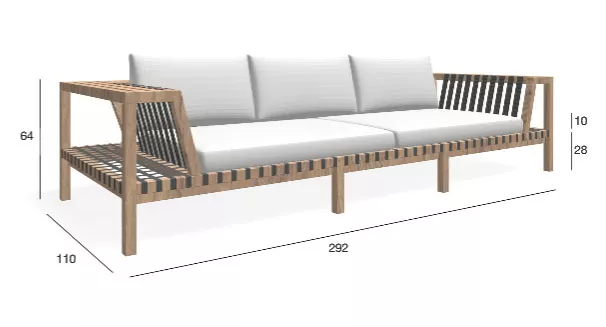Roda Network Loungesofa 130 aus Teakholz