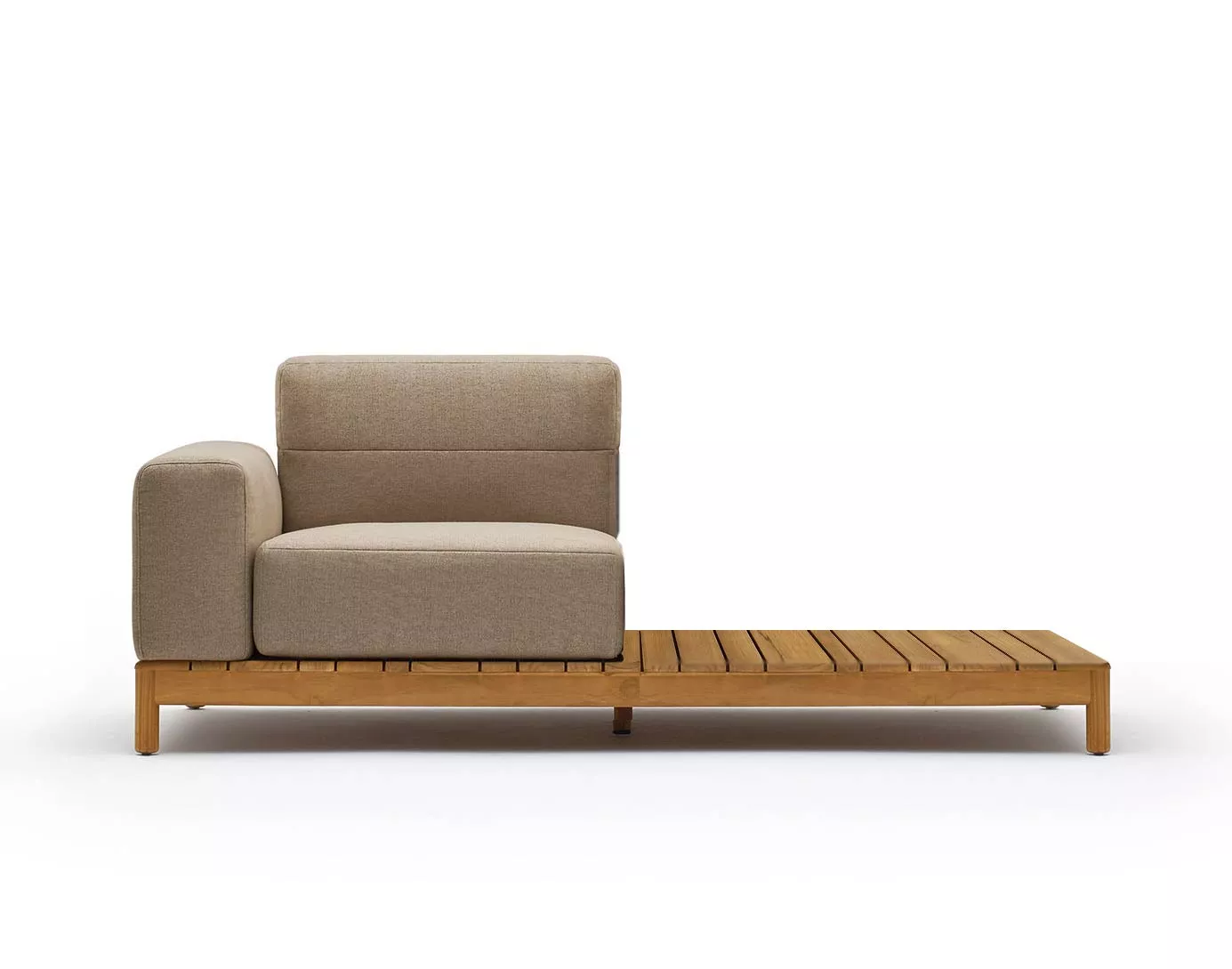 Varaschin Barcode Loungesessel Endmodul 180 cm mit Teakholzgestell und Ablagefläche