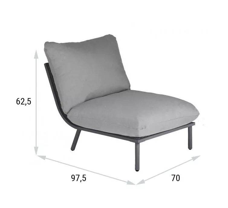 Alexander Rose Beach Loungesofa Mittelmodul mit Kissen