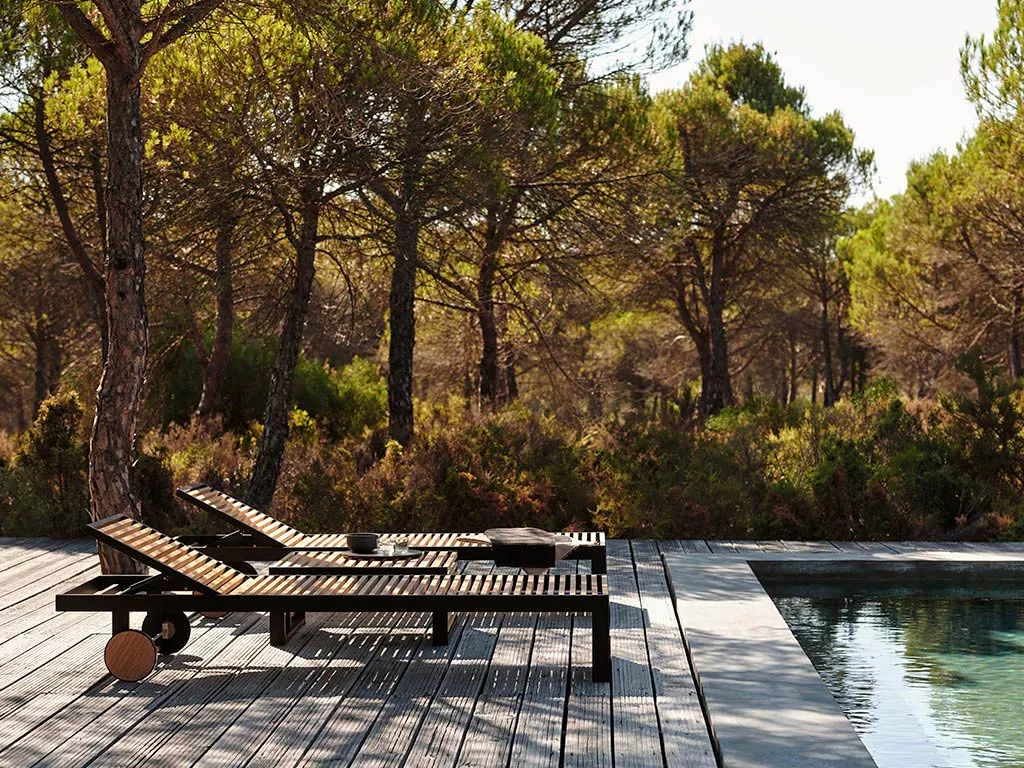 GANDIA BLASCO DNA Teakholz Sonnenliege rollbar • Gartenliege 70 × 198 cm