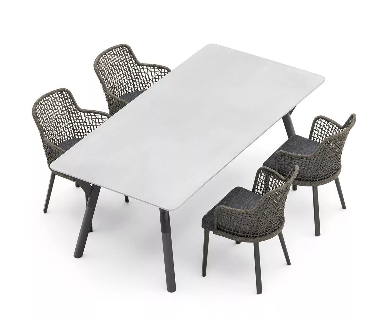 Varaschin Emma Geflecht Armlehnstuhl 57 cm • Texture • Sunbrella / Aluminiumbeine