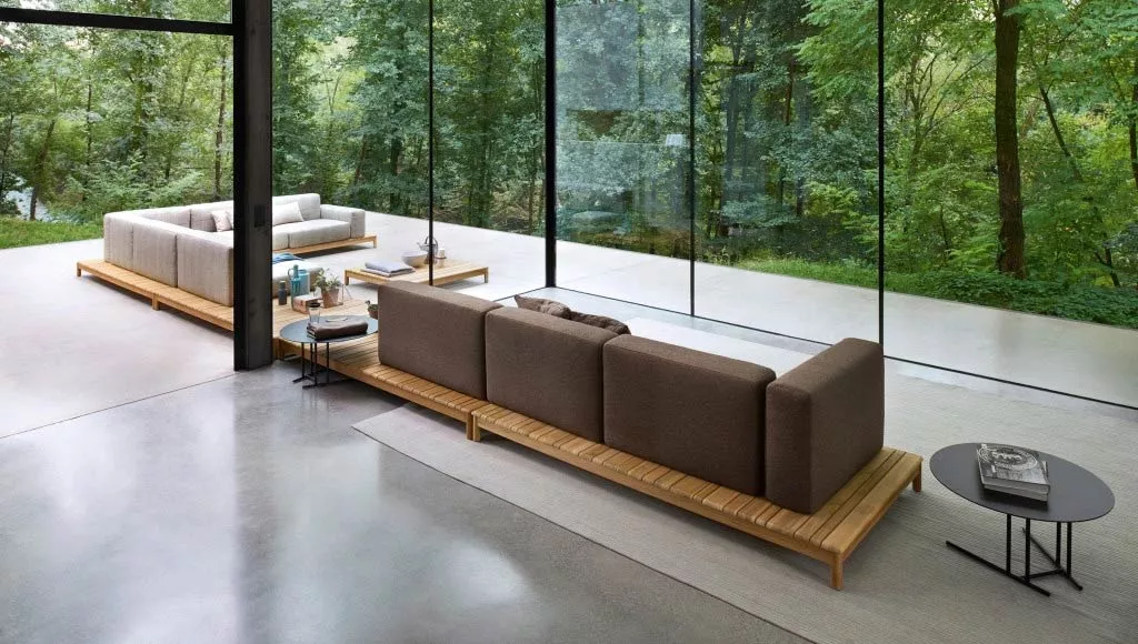 Varaschin Barcode Meridian Loungesofa 180 cm mit Teakholzgestell 