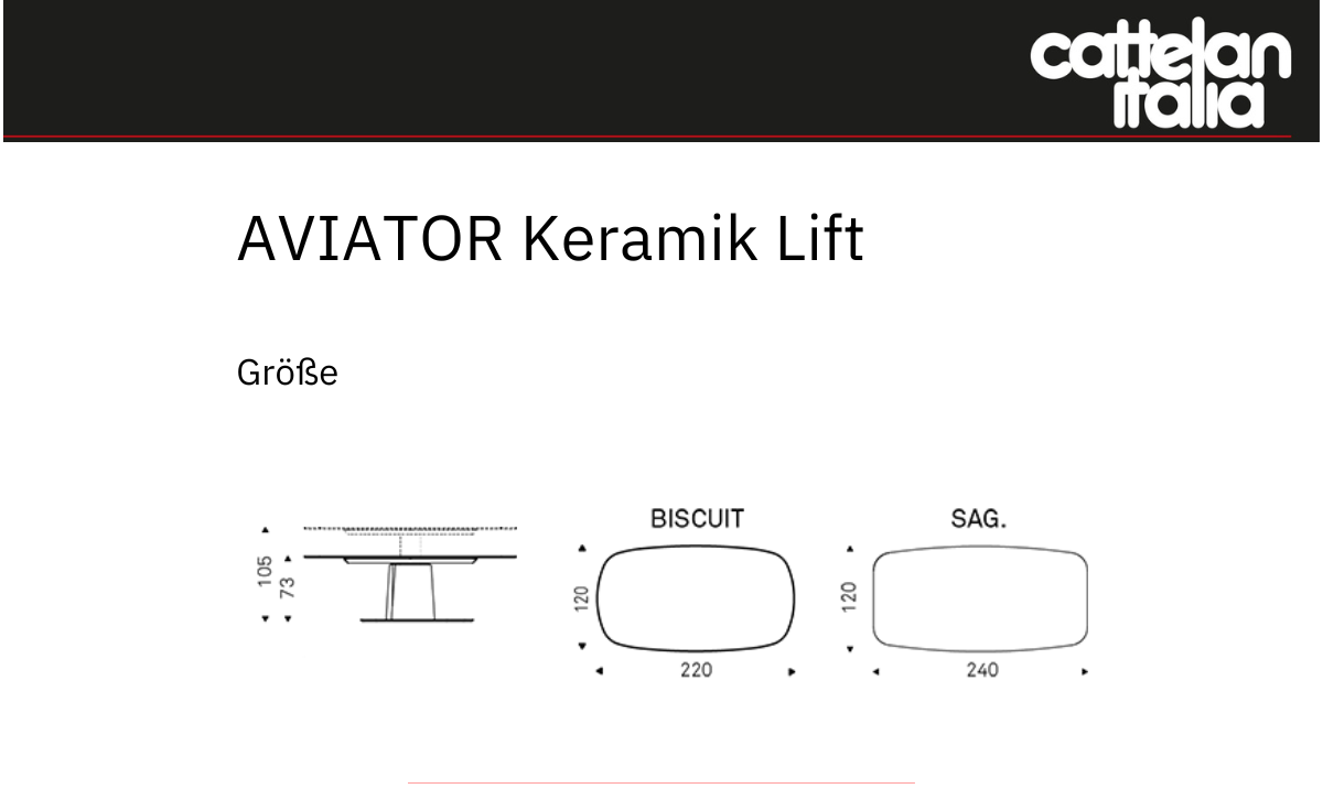 Cattelan Italia AVIATOR KERAMIK LIFT Tisch •  Keramikplatte  •  höhenverstellbar