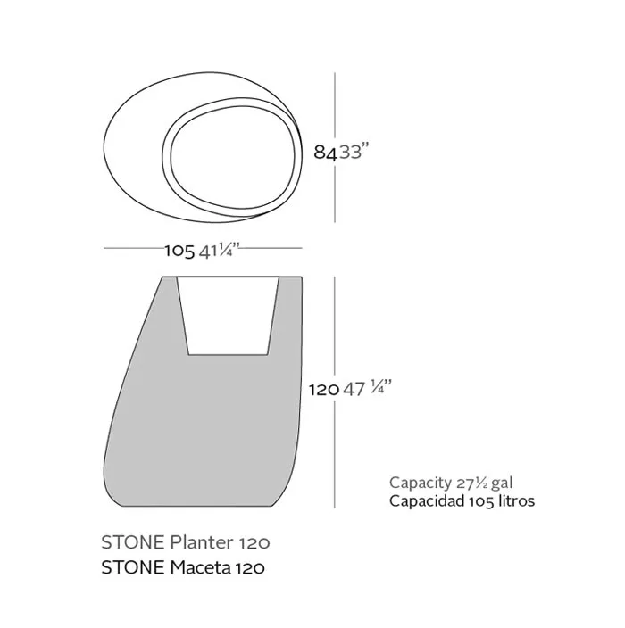 Vondom Stone Pflanzgefäß 104 × 84 × 120 cm 