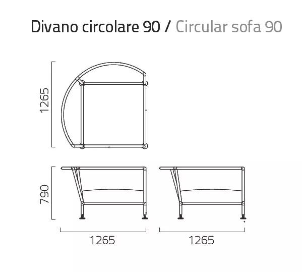 Coro Nest Sofa abgerundet, 90 cm Eckmodul 