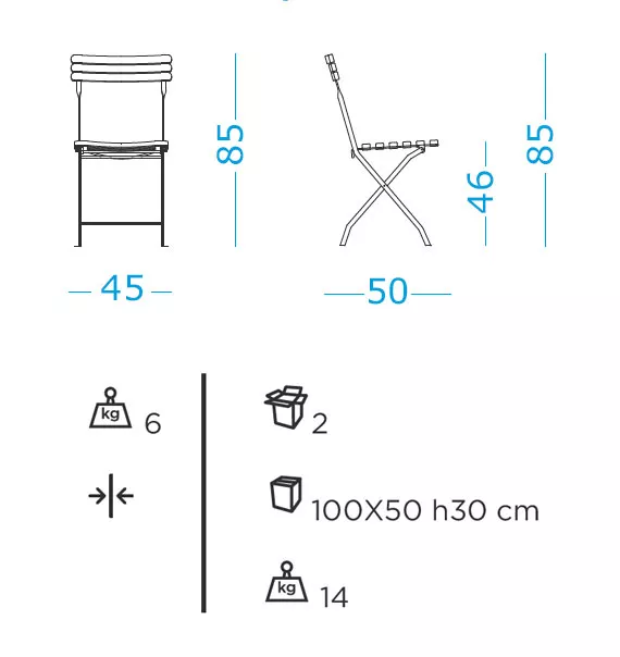 Ethimo Laren Essstuhl 2er-Set | klappbar