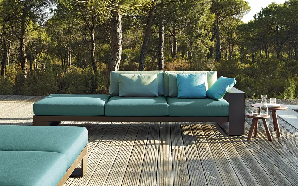 Andreu World Landscape Alu Endmodul Dreisitzer mit Armlehne rechts