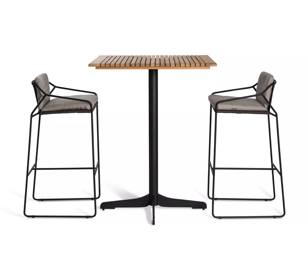 OASIQ CERU Bartisch mit Keramik, Aluminium oder Teakholz Tischplatte 70 × 70 cm