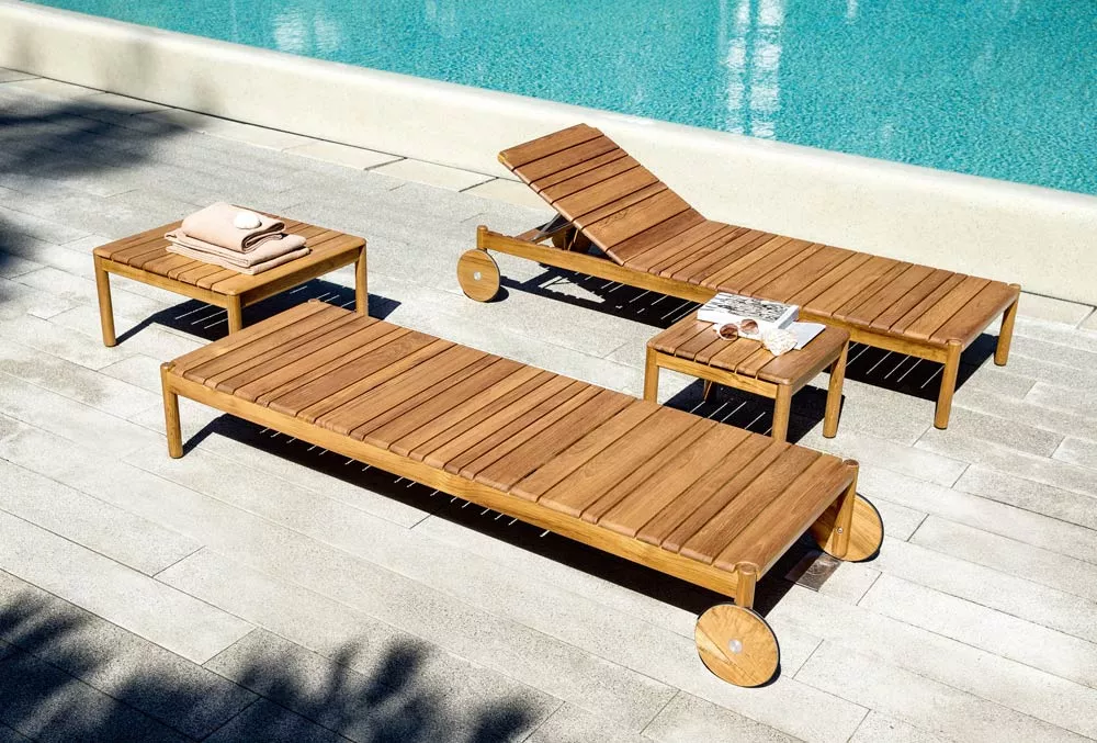 Varaschin Barcode Sonnenliege 209 cm mit Teakholzgestell, rollbar (exkl. Polster mit abziehbarem Bezug )